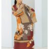 WAFA <br>Beige & Red Floral Crepe Dress