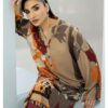 WAFA <br>Beige & Red Floral Crepe Dress