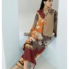 WAFA <br>Beige & Red Floral Crepe Dress