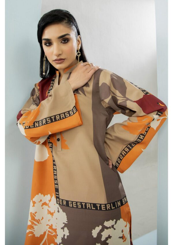 WAFA <br>Beige & Red Floral Crepe Dress