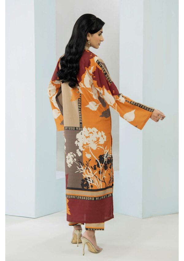 WAFA <br>Beige & Red Floral Crepe Dress