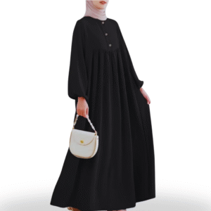 Midnight Black Abaya – Elegant ]Abaya with Gold Buttons | Best Abayas Online