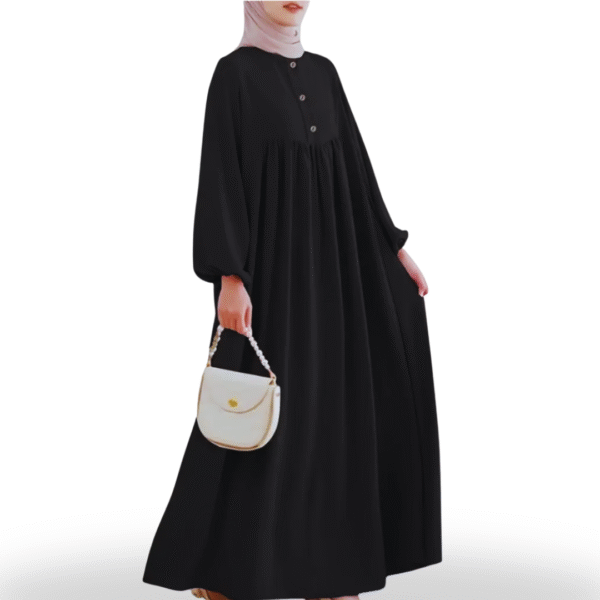Midnight Black Abaya – Elegant ]Abaya with Gold Buttons | Best Abayas Online