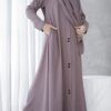 Purple Serene Abaya – Elegant Loose Fit, Long Sleeve Chiffon Abaya with Stoller | Modest Casual Dress for Muslim Women