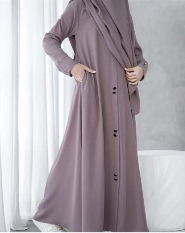 Purple Serene Abaya – Elegant Loose Fit, Long Sleeve Chiffon Abaya with Stoller | Modest Casual Dress for Muslim Women
