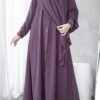 Purple Serene Abaya – Elegant Loose Fit, Long Sleeve Chiffon Abaya with Stoller | Modest Casual Dress for Muslim Women