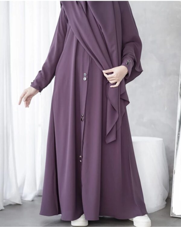 Purple Serene Abaya – Elegant Loose Fit, Long Sleeve Chiffon Abaya with Stoller | Modest Casual Dress for Muslim Women