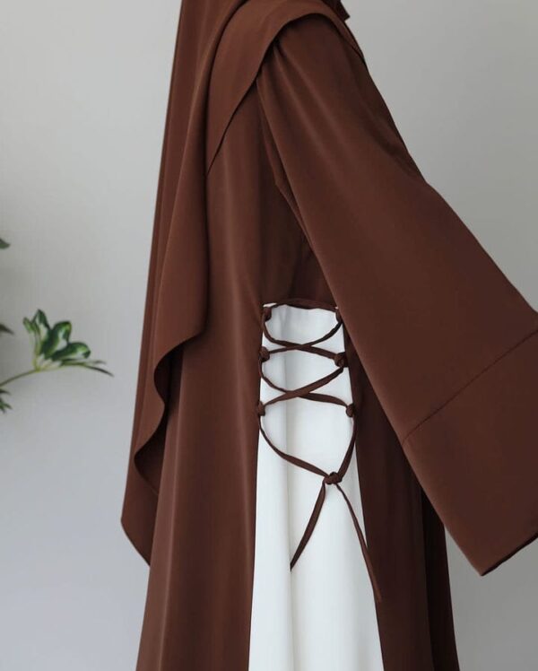 Classic Brown Abaya | Modest Plain Abaya with Stoller | Elegant Abaya for Women