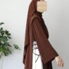 Classic Brown Abaya | Modest Plain Abaya with Stoller | Elegant Abaya for Women