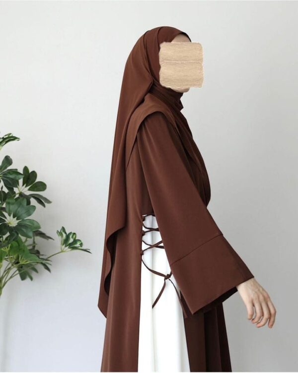 Classic Brown Abaya | Modest Plain Abaya with Stoller | Elegant Abaya for Women