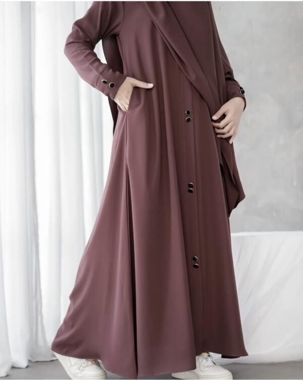 Purple Serene Abaya – Elegant Loose Fit, Long Sleeve Chiffon Abaya with Stoller | Modest Casual Dress for Muslim Women