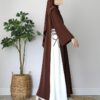 Classic Brown Abaya | Modest Plain Abaya with Stoller | Elegant Abaya for Women