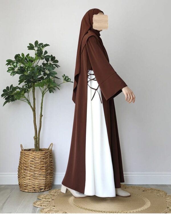 Classic Brown Abaya | Modest Plain Abaya with Stoller | Elegant Abaya for Women
