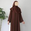 Classic Brown Abaya | Modest Plain Abaya with Stoller | Elegant Abaya for Women