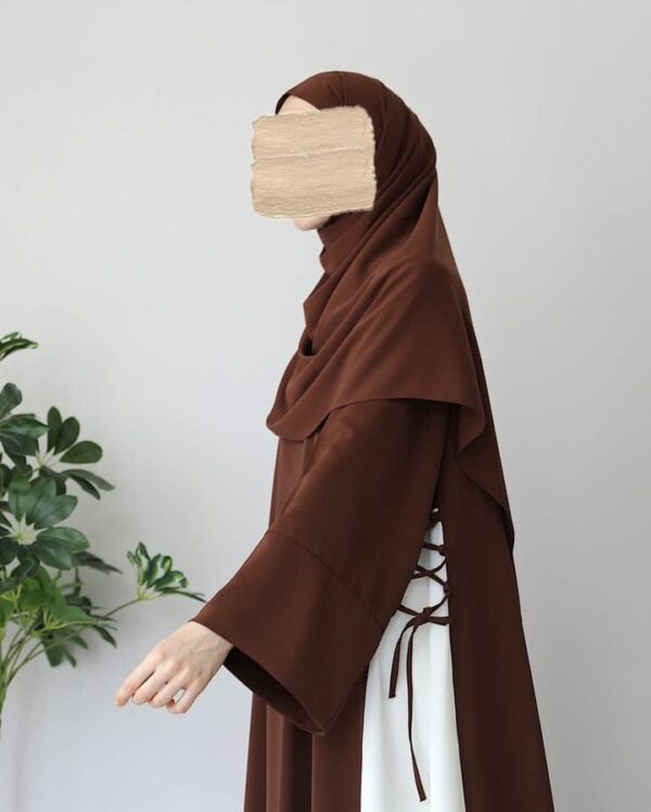 Classic Brown Abaya | Modest Plain Abaya with Stoller | Elegant Abaya for Women