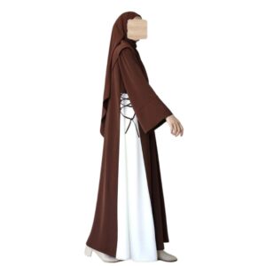 Classic Brown Abaya | Modest Plain Abaya with Stoller | Elegant Abaya for Women