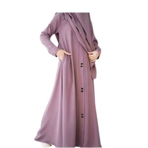 Purple Serene Abaya – Elegant Loose Fit, Long Sleeve Chiffon Abaya with Stoller | Modest Casual Dress for Muslim Women